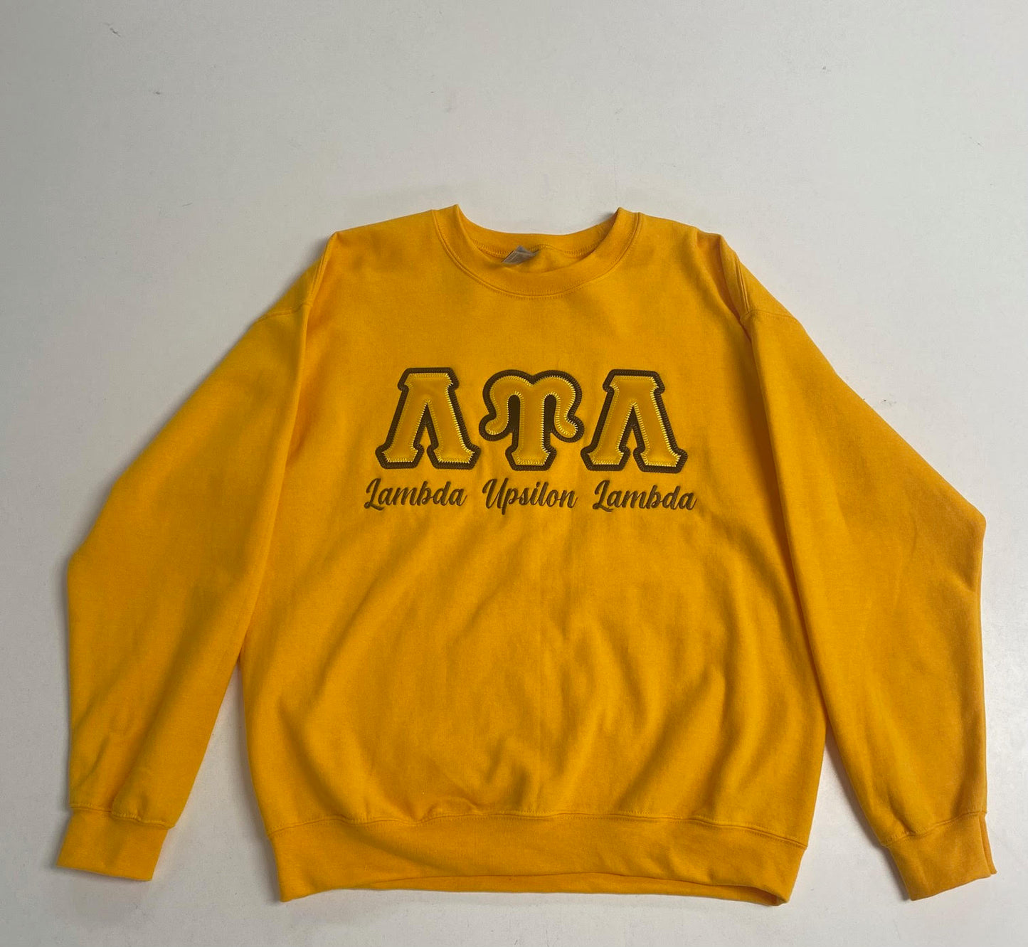 Lambda Upsilon Lambda Crewneck Sweater in Gold - Monarca Style