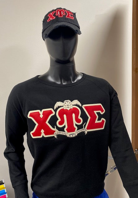 Chi Upsilon Sigma Letters with Owl Crewneck Sweatshirt