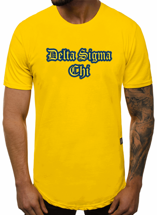 Delta Sigma Chi (Old English Font) in Gold & Navy