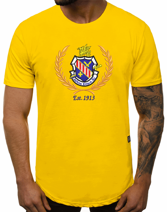 Delta Sigma Chi Tee Shield in Gold & Navy