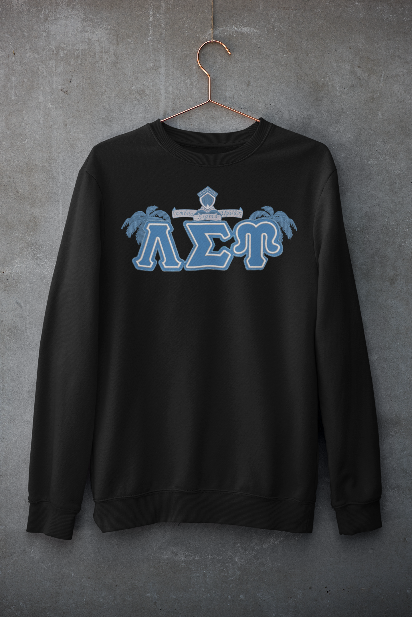 LSU Palms & Shield Crew Neck in White, Black or Baby Blue