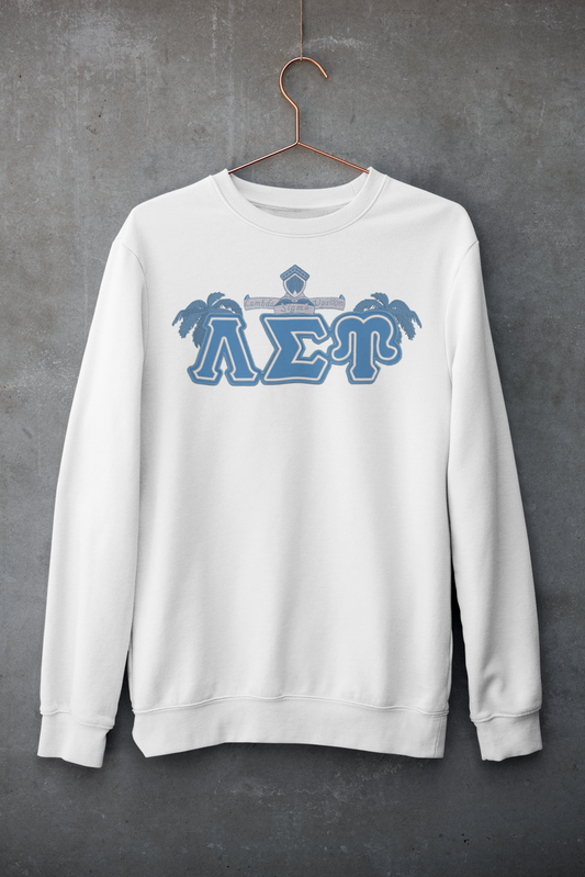 LSU Palms & Shield Crew Neck in White, Black or Baby Blue